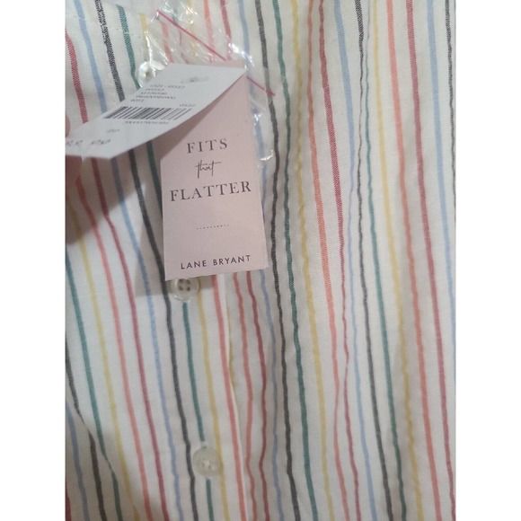 NWT Lane Bryant Multicolor Striped Button-Down Peplum Tank Top Womans Size 22 - Picture 4 of 7